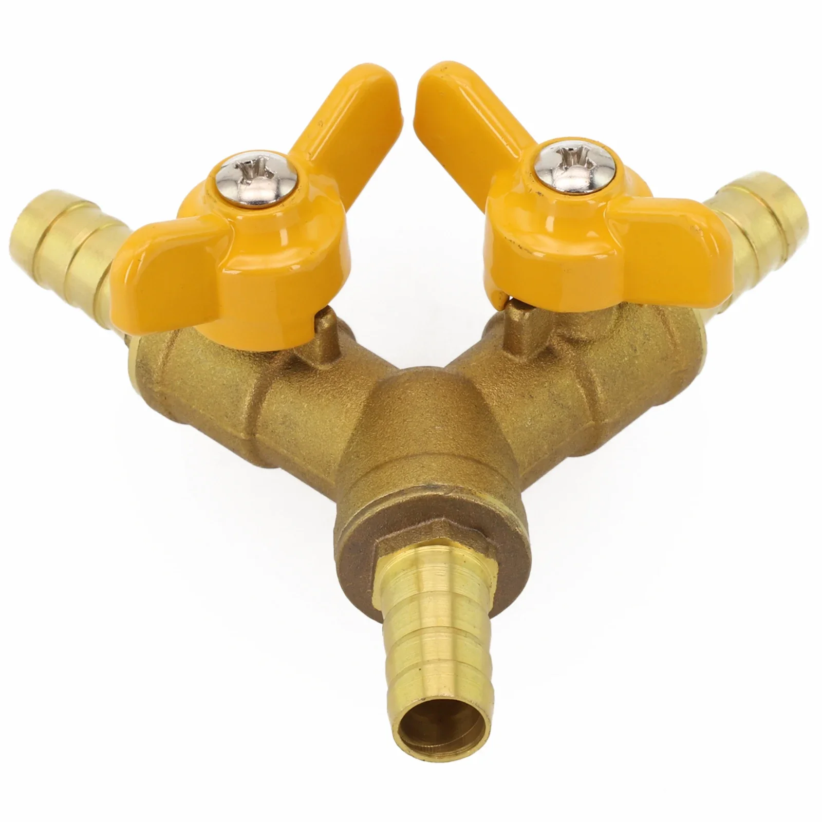 1pc Brass 3-Way Y-Shaped Shut-Off Ball Valve With 2-Switch 10mm Hose Bar Household Industrial Pipe Accessories