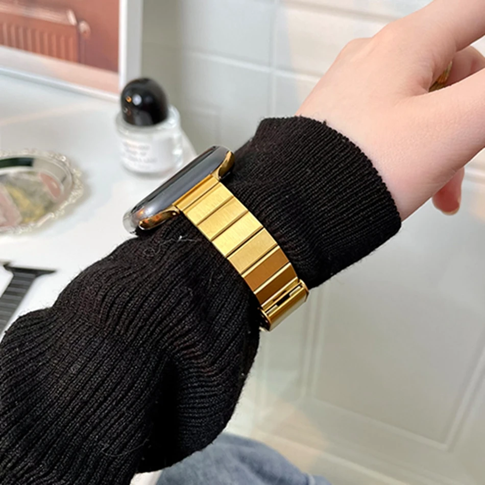 Luxe metalen stalen band voor Apple Watch Ultra 49 mm iWatch Series 6 7 8 SE 4 5 38/40/41 mm 42/44/45 mm INS zakelijke bandarmband