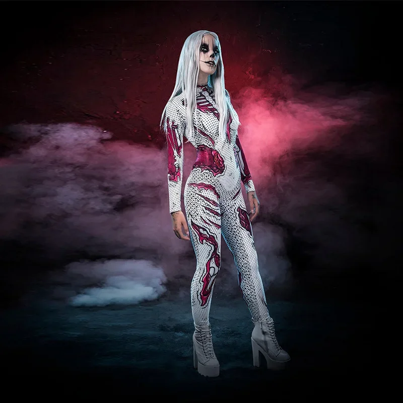 Costume Cosplay de fête d'halloween pour femmes, combinaison Zentai Sexy pour filles, survêtement de sang d'horreur et de Zombie