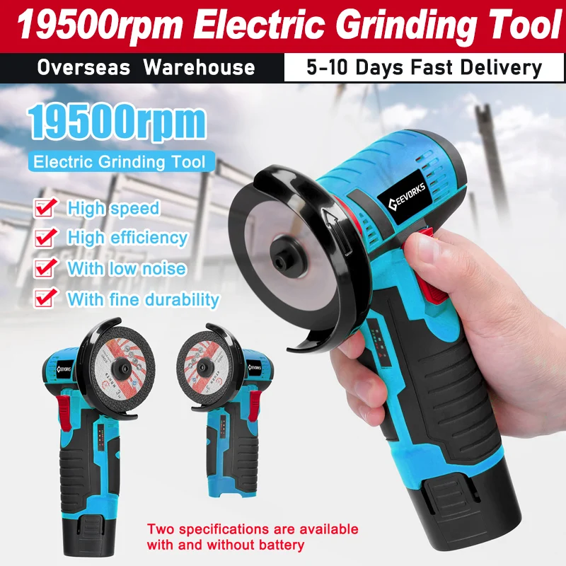 19500rpm Electric Grinding Tool Multifunctional Mini Grinder Handheld Cutter for Cutting Polishing Ceramic Tile Wood Stone Steel