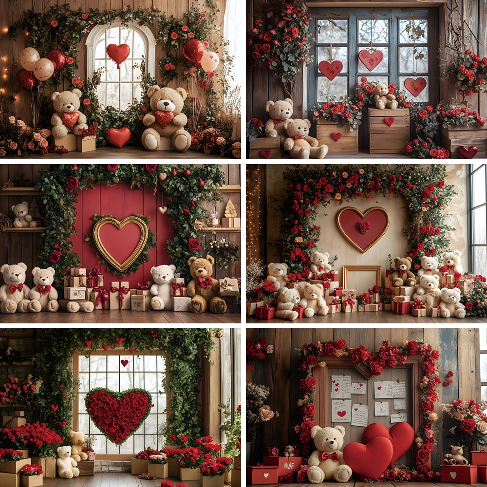 Arrière-Plan de Photographie de Léon, Ours, Rose Rouge, Cœur, ixdes Mères, Patients, Décorations de ixPréChristophe, Accessoires Photo