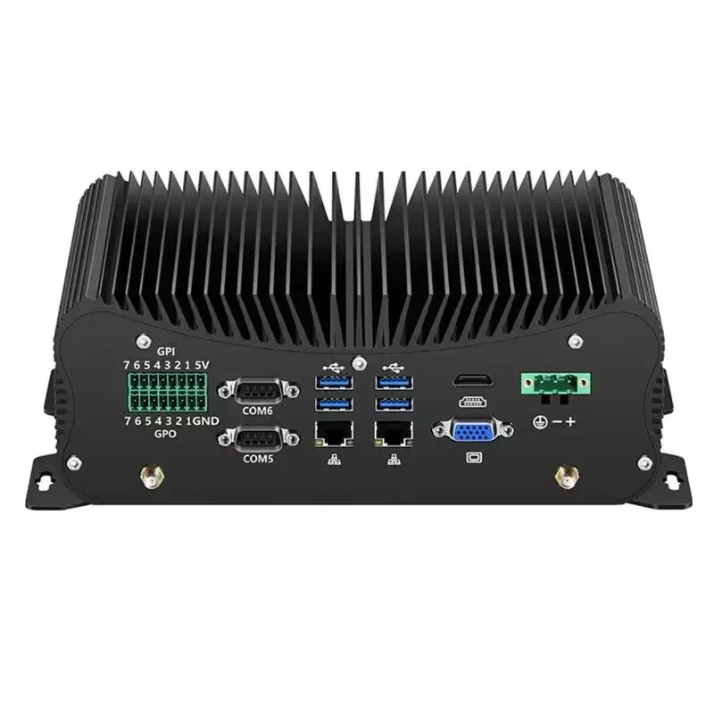 2026 2 Lan Port 6 COM Fanless X86 Linux Mini Industrial Embedded Computer  I5 / I7 CPU Industrial Box Pc