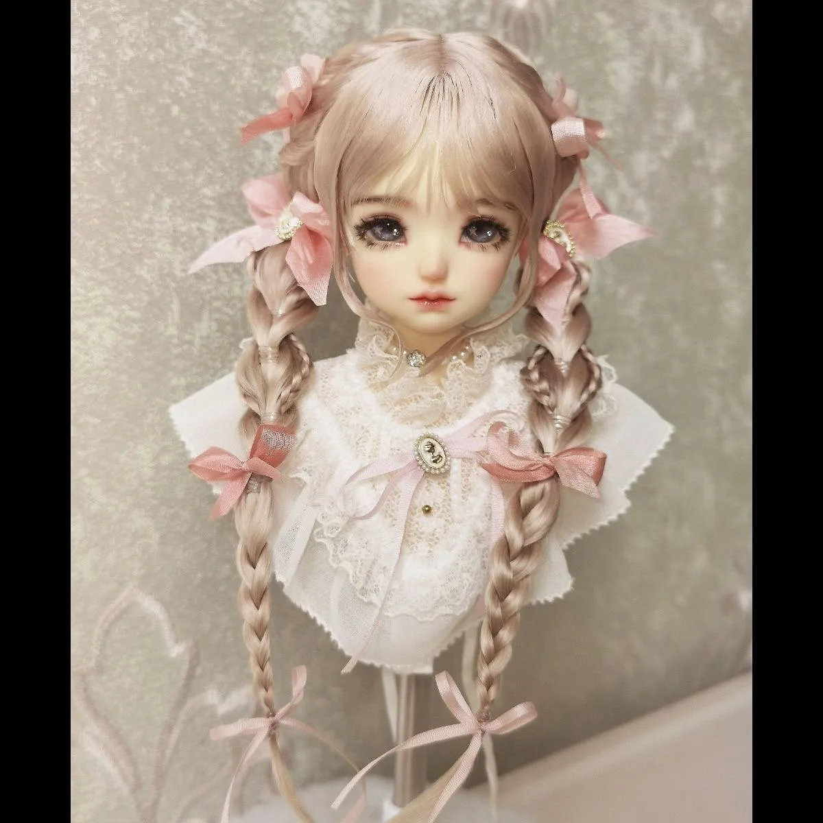 

Hair for doll 1/6 1/4 1/3 BJD wig fancy double braided bangs mohair hair free shipping