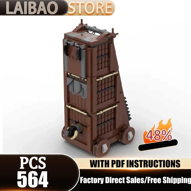 Model Średniowiecznego Zamku Klocki Konstrukcyjne Średniowieczna Wieża Szturmowa Technologia Modułowe Klocki DIY Zestaw do Składania Zabawka Prezent