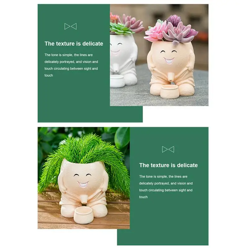 Human Face Flower Pot Plant High Gardening Vase Outdoor Plants Head Flower Pots with Drainage Hole for Offices Garden Patio