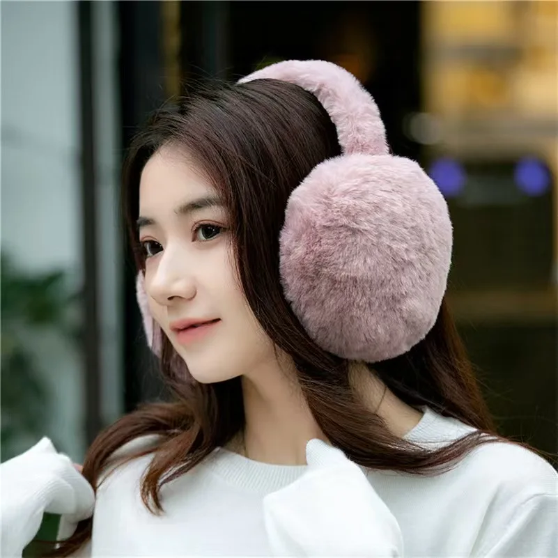 Sólido macio de pelúcia orelha manter mais quente inverno earmuffs para mulheres moda ao ar livre earflap proteção orelha-muffs capa de orelha