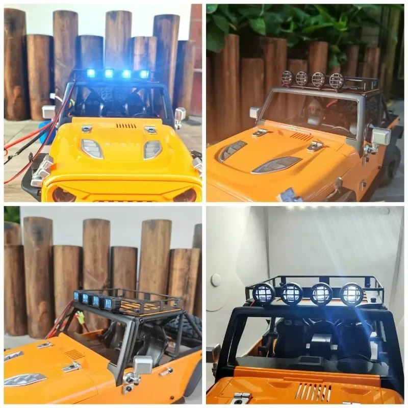 Mjx H12y Portapacchi a LED in metallo in scala 1:12 per cingolato Rc/auto fuoristrada, accessori di aggiornamento 4wd (parti del modello RC)