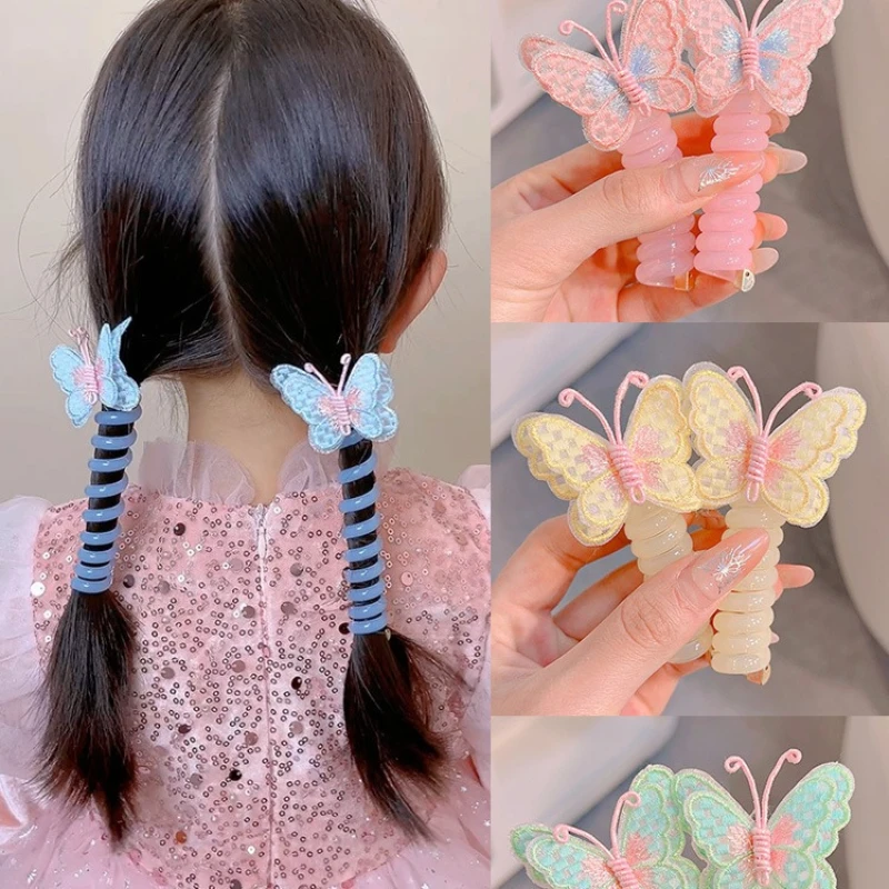 

Fashionable Hair Accessories for Kids Creative Hair Ties with Pretty Butterfly Knot Elegant Embroidered Hair Ties with Butterfly