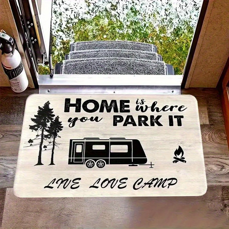 Non-Slip RV & Home Door Mat with Rubber Backing - Durable Heat-Resistant Tech Fabric, Machine Washable, Easy Clean - 18x30