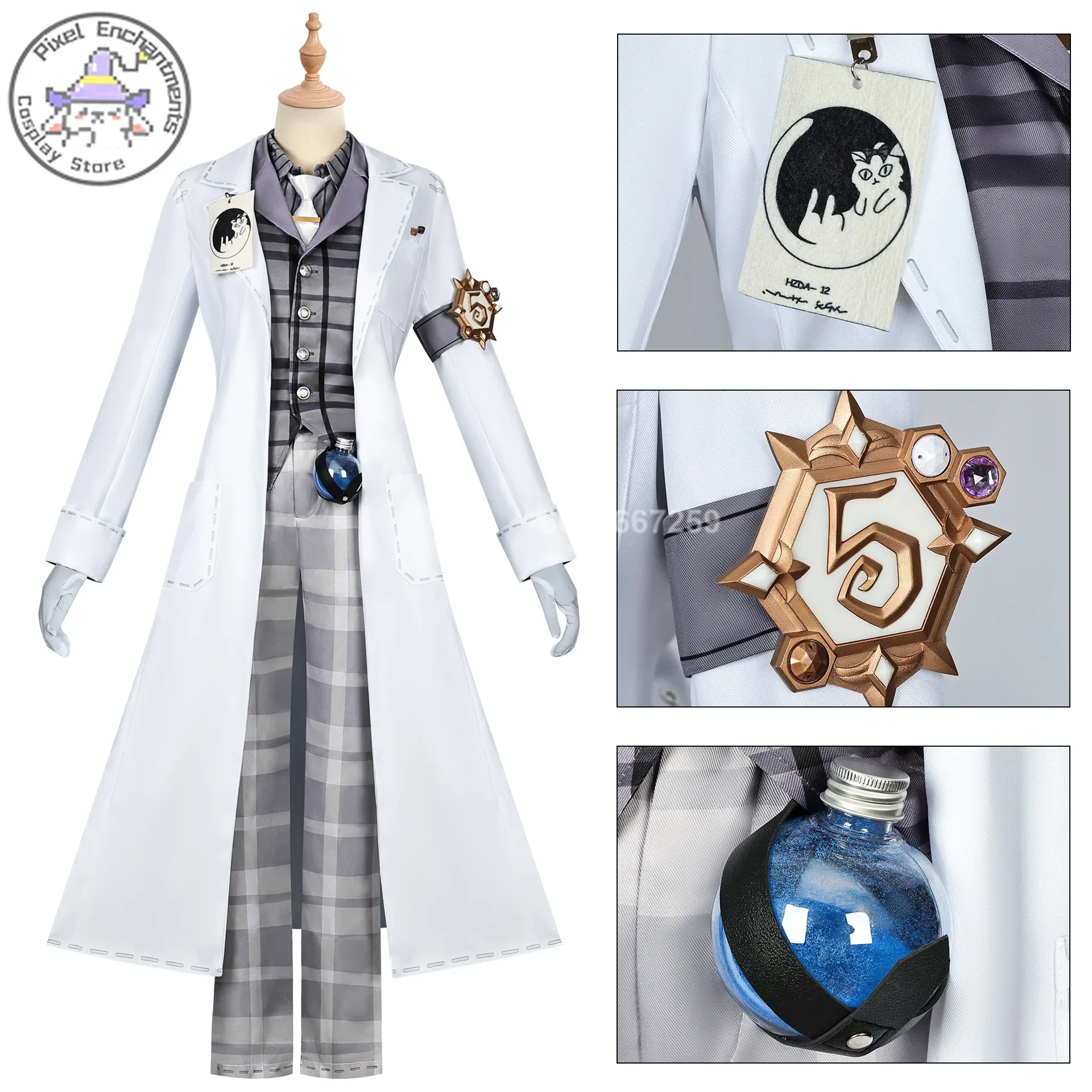 Gatto Cosplay Identity V Game Embalmer Costume Aesop Carl  Aesop Carl Men Gorgeous Suit Uniform Role Play Outfit Halloween Party