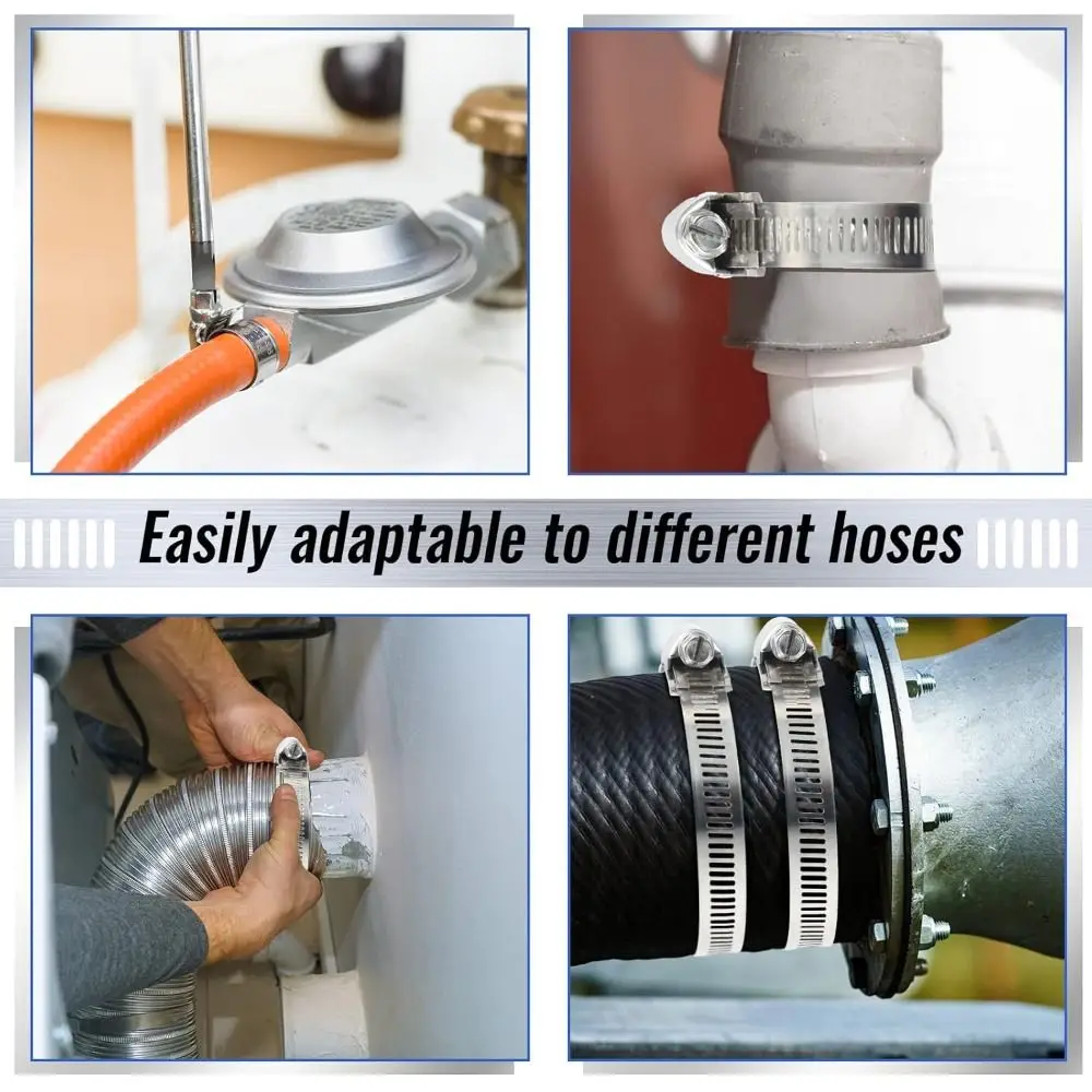 New 304 Stainless Steel Hose Clamps Adjustable Large Worm Gear Clip Hose Clamp Strap Fuel Line