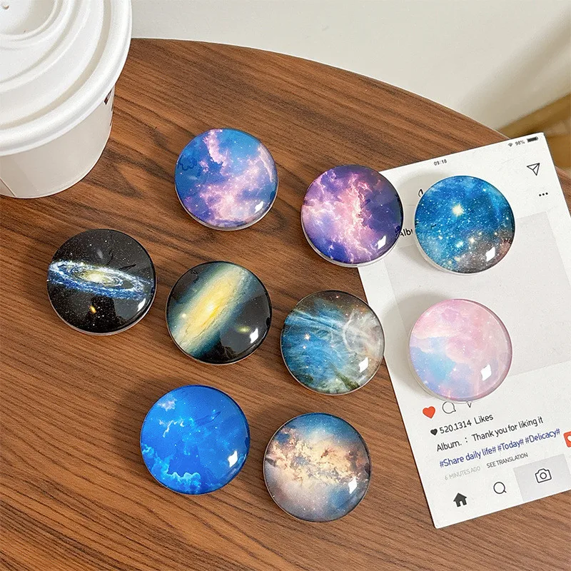 

Glass Ball Starlit Sky Mobile Phone Holder Stand Gradient Phone Holder Fold Grip Air Sac Mobile Stand Support To Phone Tablet