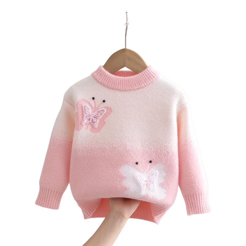 الخريف الشتاء الفتيات محبوك سترة الكرتون بلوزات بأكمام طويلة جولة الرقبة البلوز ملابس الأطفال مريحة موضة جديدة #6