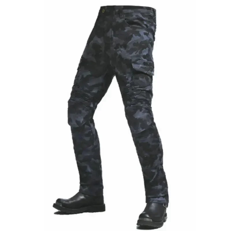 Motorcycle Riding Jeans Volero Loose Straight Motocross Protection Pants Navy Blue Camouflage Motor Biker Cycling Trousers