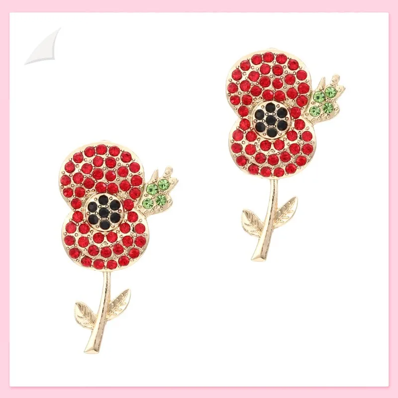 

Fashion Personality Design Pastoral Poppy Flower Alloy with Colored Diamonds Earrings