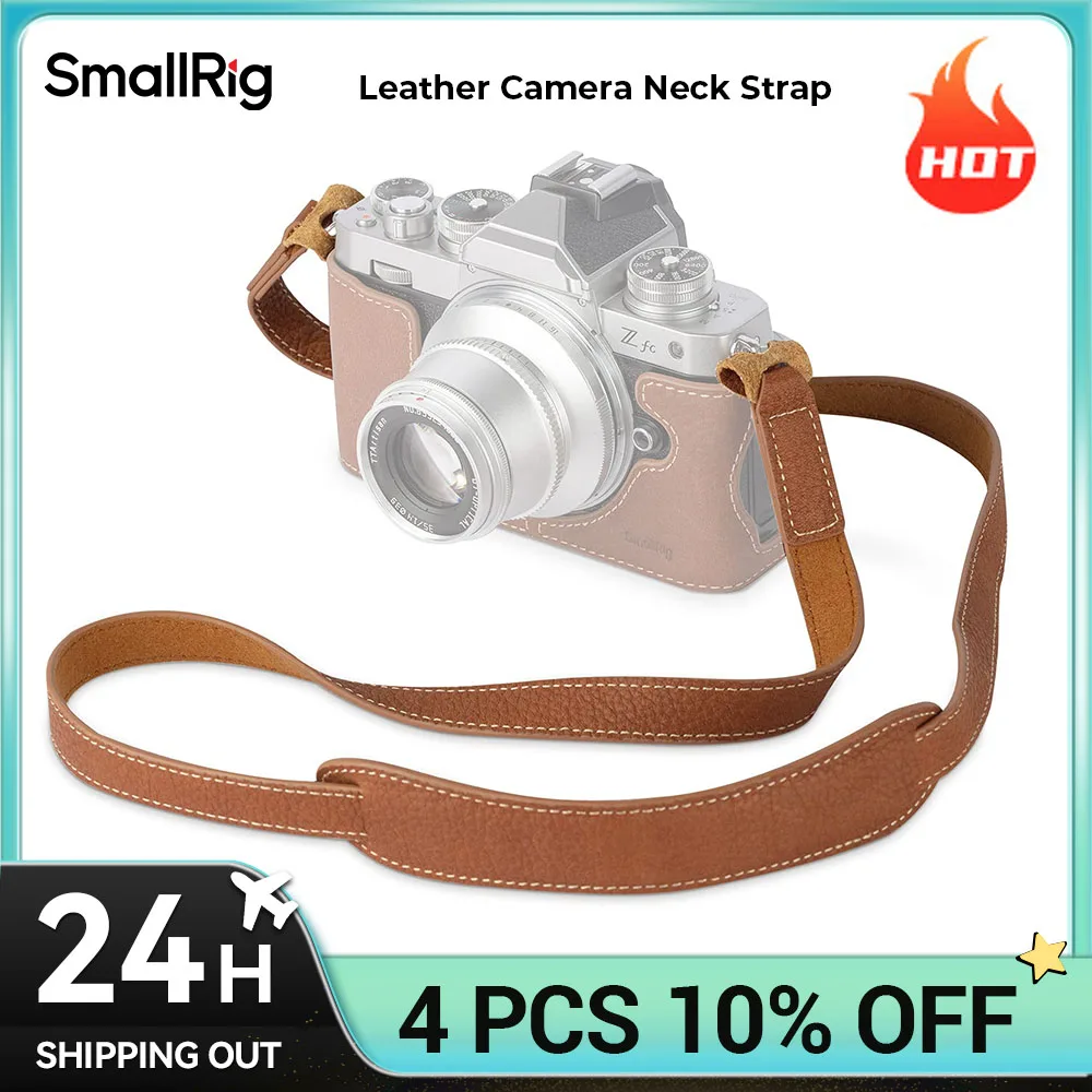 SmallRig Leather Camera Strap, Vintage Brown Genuine Leather Neck Shoulder Camera Strap 3485 for Canon, for Nikon, for Sony