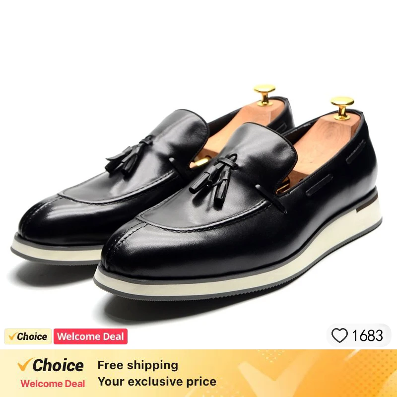 

Elegant Casual Men's Autumn Sneakers Natural Genuine Leather Top Grade Luxury Shoes Fashion 2024 Daily Party Lace-up Flats Shoes