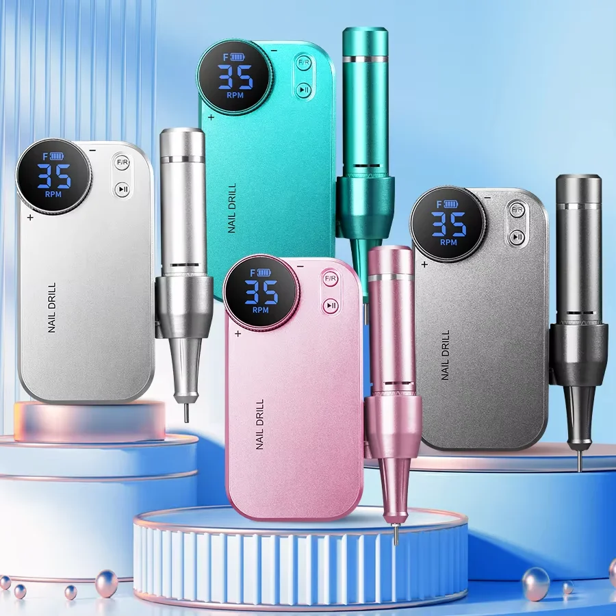Lima de Uñas Eléctrica Portátil Recargable, Kit de Taladro de Uñas de 35000 RPM con Batería de Larga Duración para Uso en Salón y en Casa