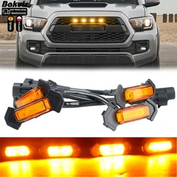 4pcs Car LED Amber Grille Lighting Kit Universal Fit Truck SUV for 16-up Toyota Tacoma w/TRD Pro