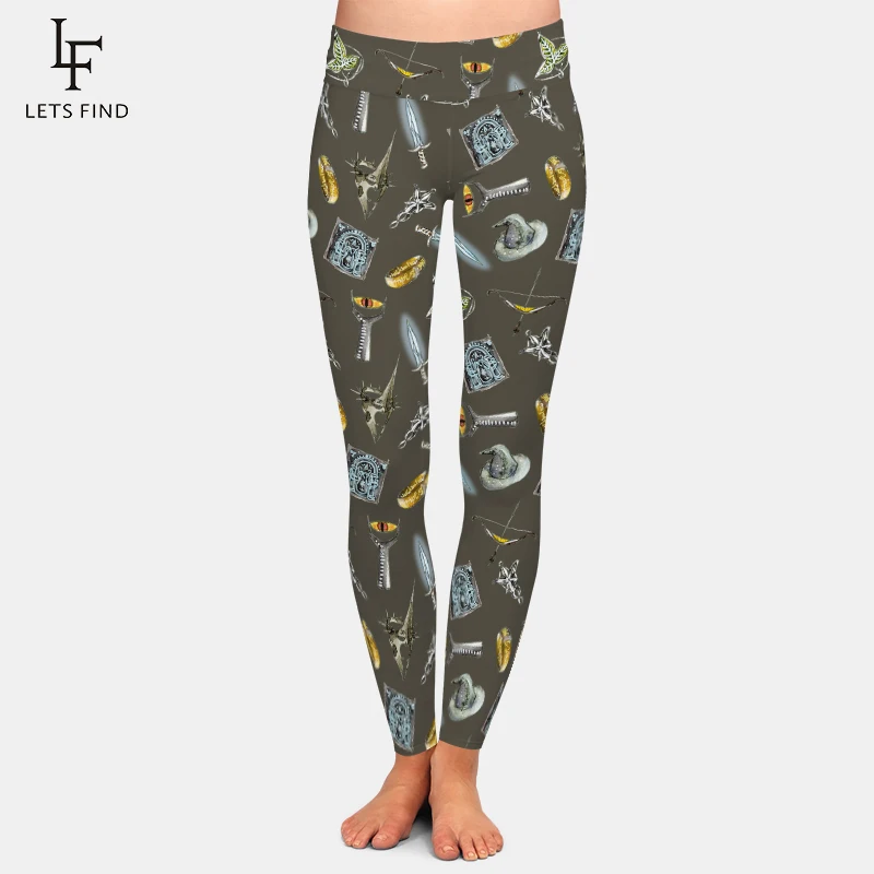 LETSFIND New Arrival Funny Magic Print Gray Leggings Fashion High Waist  High Elastic for Women  Leggings