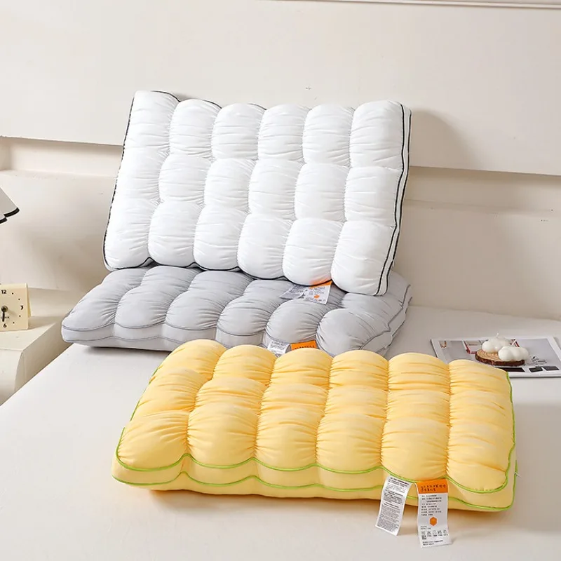 48x74cm French Fluffy Cloud Bread Pillow Quilted Neck Support Sleep Pillow For Student Dormitory Men Women Bedding Supplies