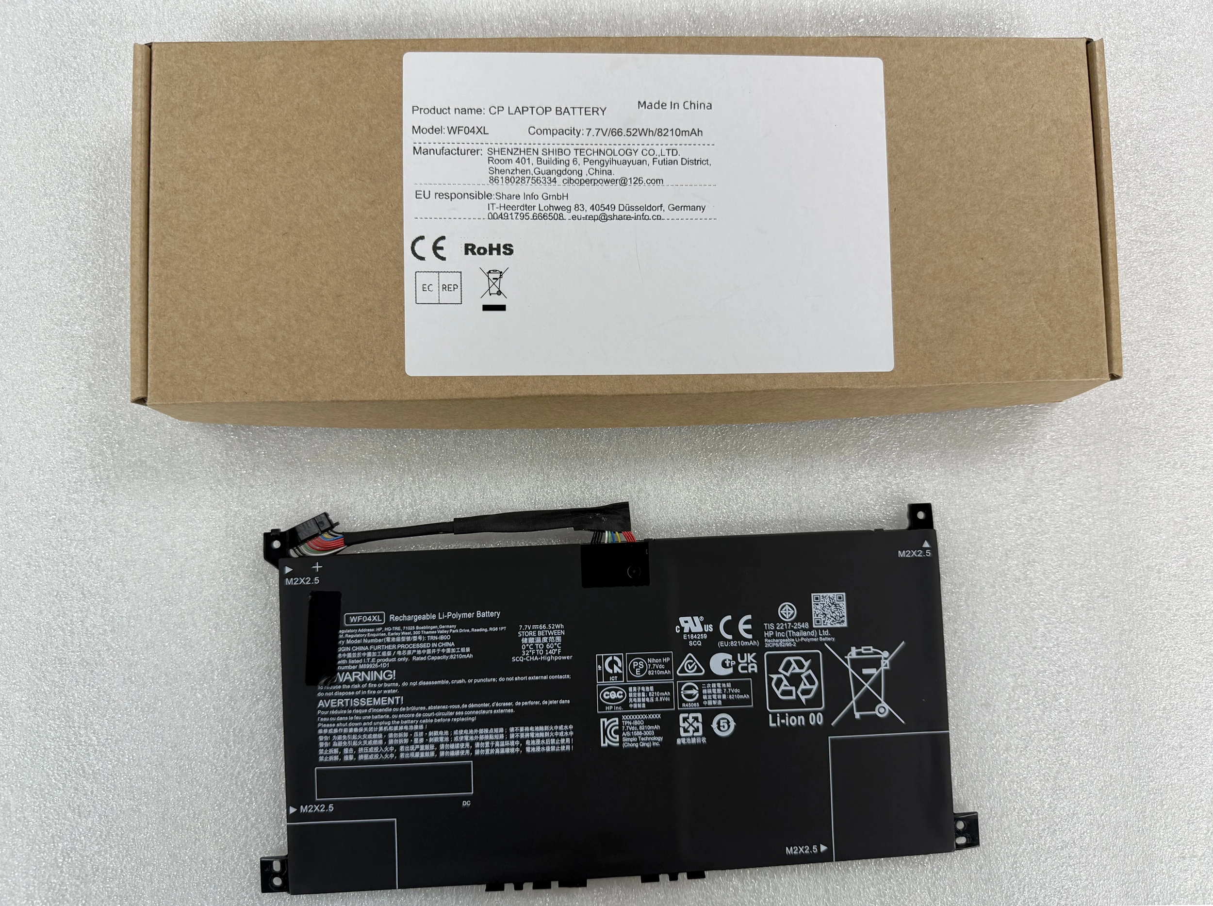 

WF04XL Аккумулятор для ноутбука X360 13-BF M90073-005 M89926-AC1 M89926-1D1 HSTNN-OB2Y TPN-IB0O 7,7 В 66,52 Втч/8210 мАч