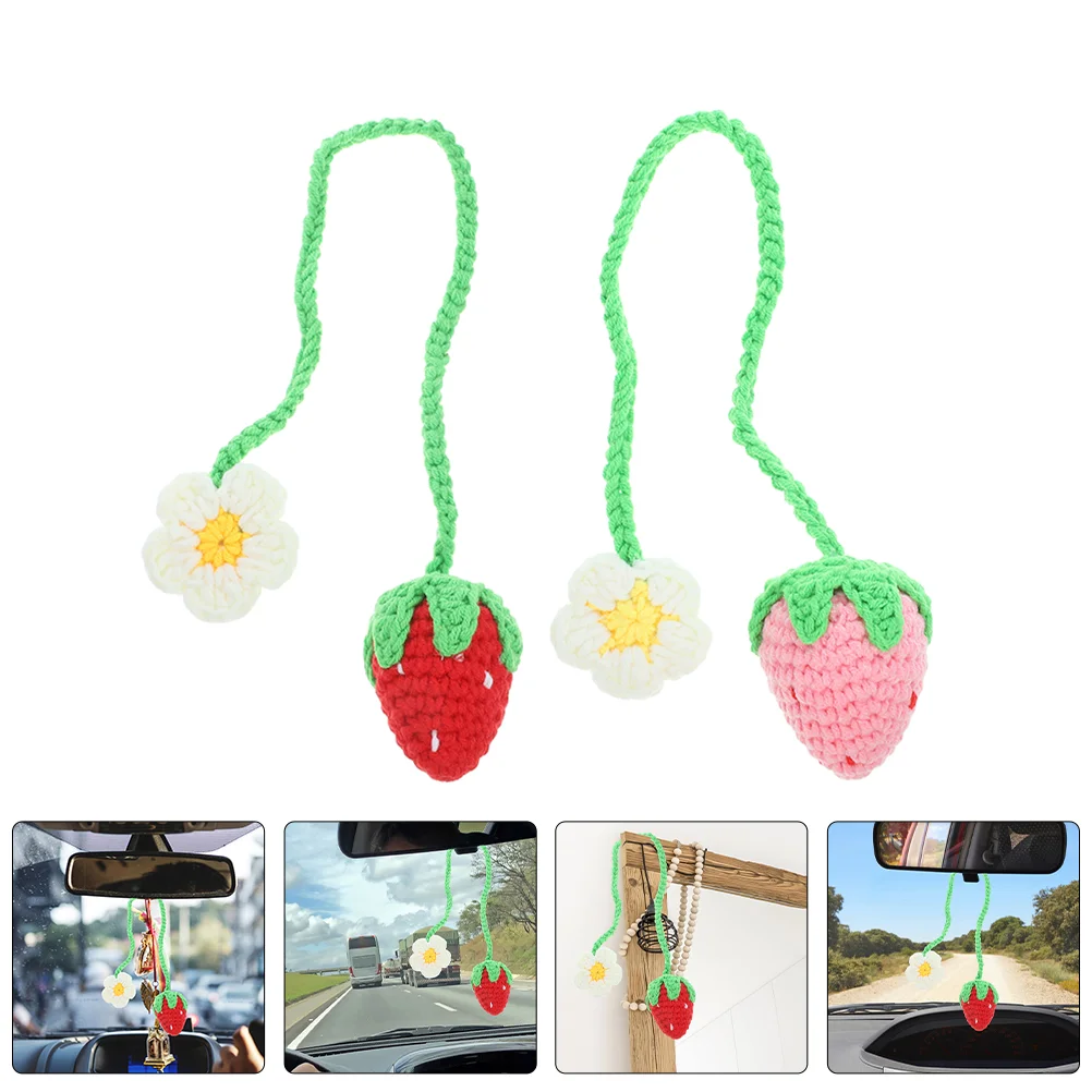 Car Mirror Decor Hanging Car Woven Pendant Rear View Mirror Accessories Decor Decorate Crochet Decorations