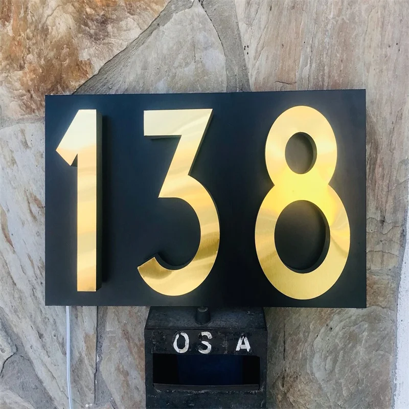 

Address Plaque Metal Sign, Door Addres Sign, LED Backlit Numbers, Custom Addres Sign, LED House Number Sign, Rusted House Addres