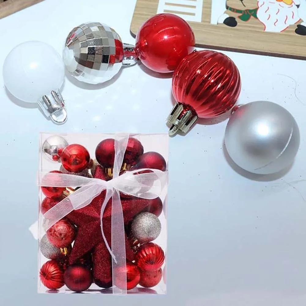 

30pcs Plastic Christmas Balls Pendants Shatterproof Special-shaped Christmas Ornaments Electroplated Star Xmas Tree Toppers