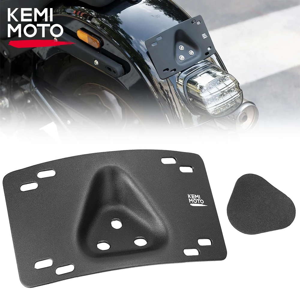 Motorcycle License Plate Holder Accessories for Softail Dyna Cruiser Low Rider 3 Hole Mount Curved Laydown License Plate Bracket