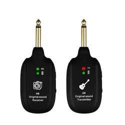 A8 UHF Guitar Wireless System Transmitter Receiver Built-in Rechargeable Wireless Guitar Transmitter For Electric Guitar Bass