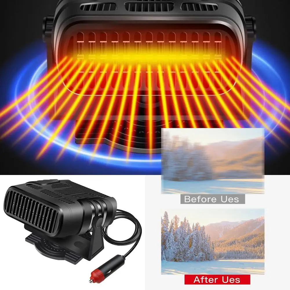

2 IN 1 Car Cooling & Heater Fan 12V Auto Windshield Anti-Fog Demister Dryer Electric Defroster Defogging Heating E0V2