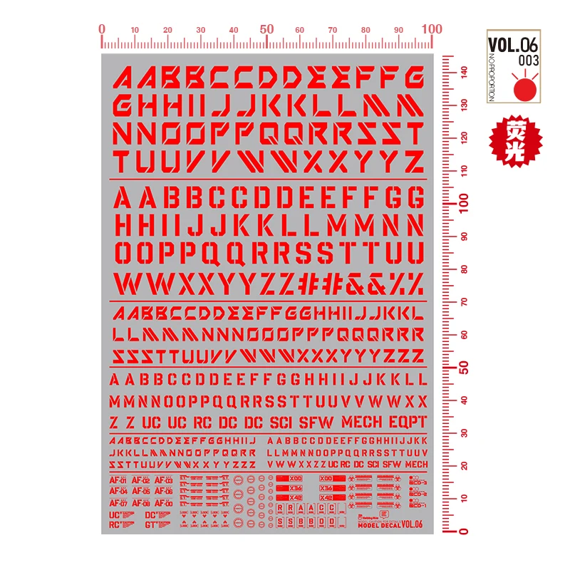 HOBBY MIO VOL6 Model Decals English Characters Water Stickers Fluorescent Model Building Tools Hobby DIY Accessories