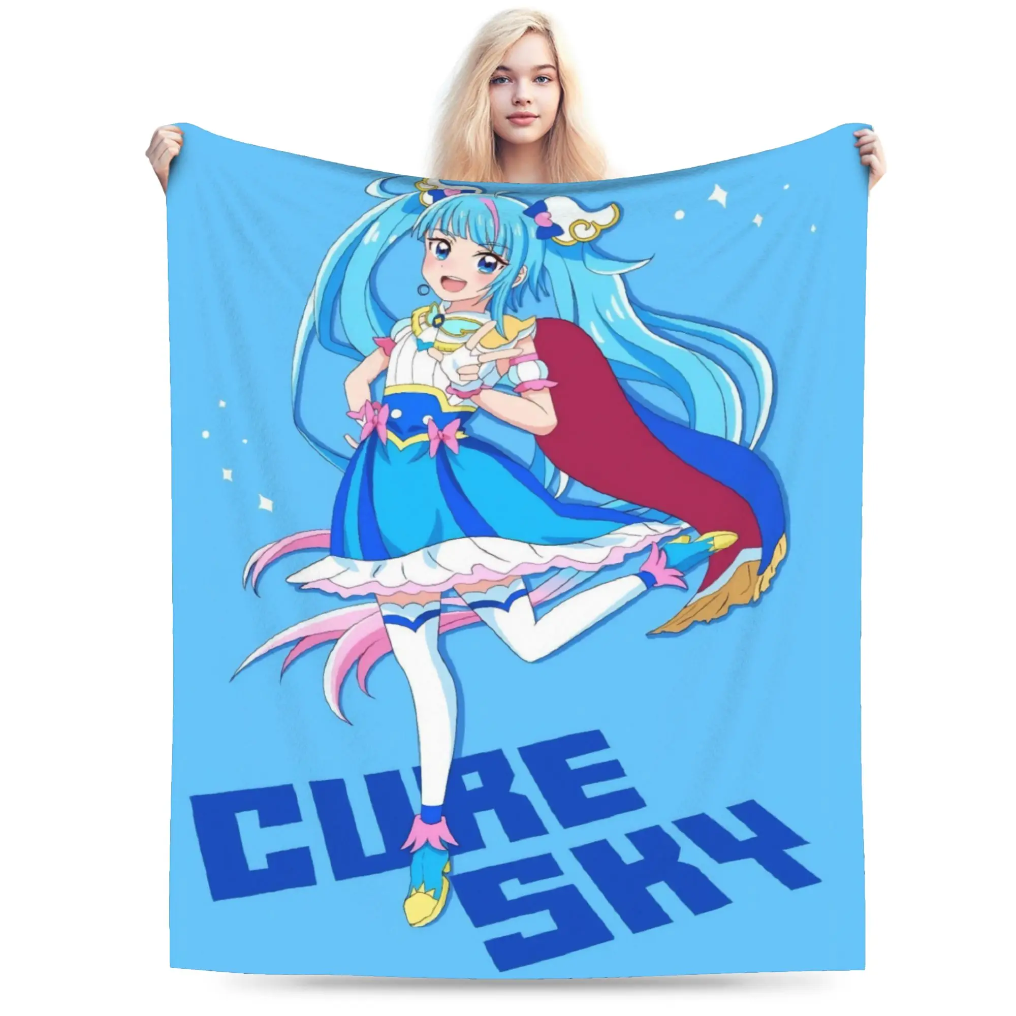 Super Soft Soaring Sky Pretty Cure Throw Blanket Premium Flannel Fleece Lightweight Bed Blanket Fuzzy Plush Bedspread All Season