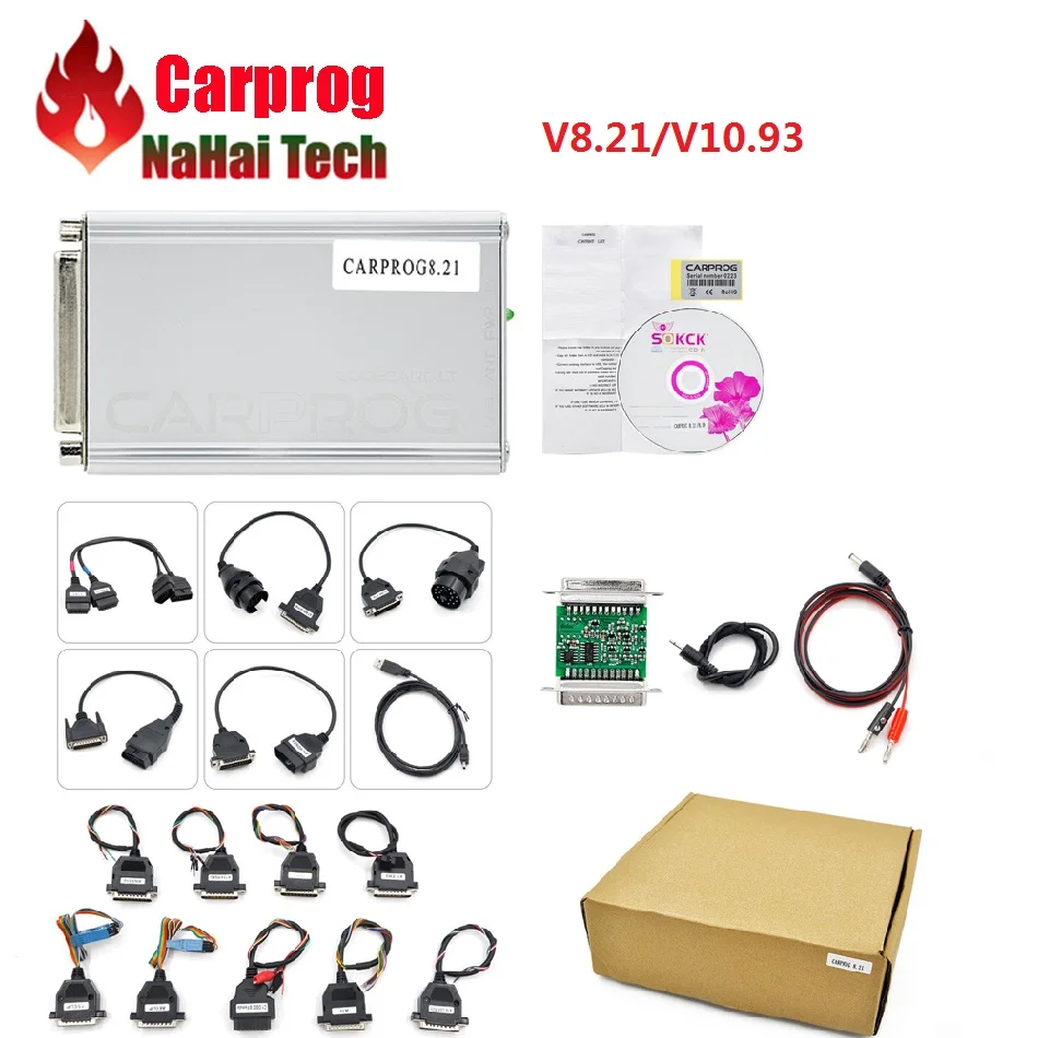 Hot Sale Carprog V8.21 V10.93 Full Adapter Car Prog 8.21 with Keygen Online Programmer For Radio/Dash/IMMO/ECU Auto Repair Tool