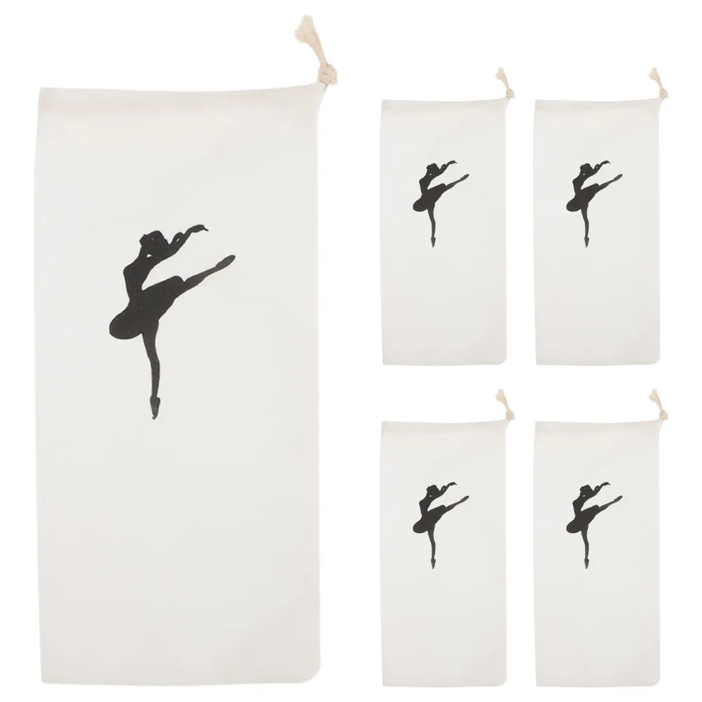 

5Pcs Ballet Shoe Bags Canvas Drawstring Dance Shoe Pouch Portable Ballet Equipment Storage Organizer Drawstring Dance Bag
