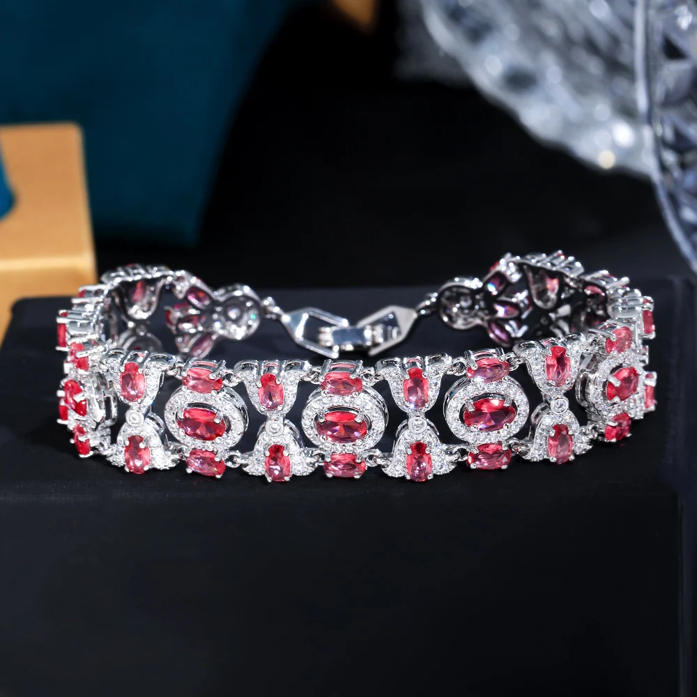 CWWZircons Elegante, glitzernde grüne Zirkon-Kettenarmbänder für Damen, Vintage-Ethno-Hochzeitsschmuck, Großhandel CB335 – Detail 6