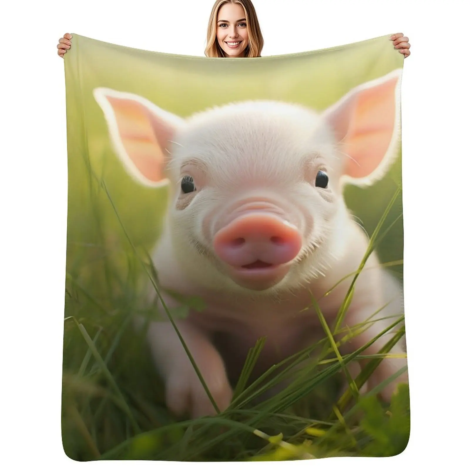

Adorable potbelly pig digital print Throw Blanket Warm Plush Fuzzy Blanket for Living Room