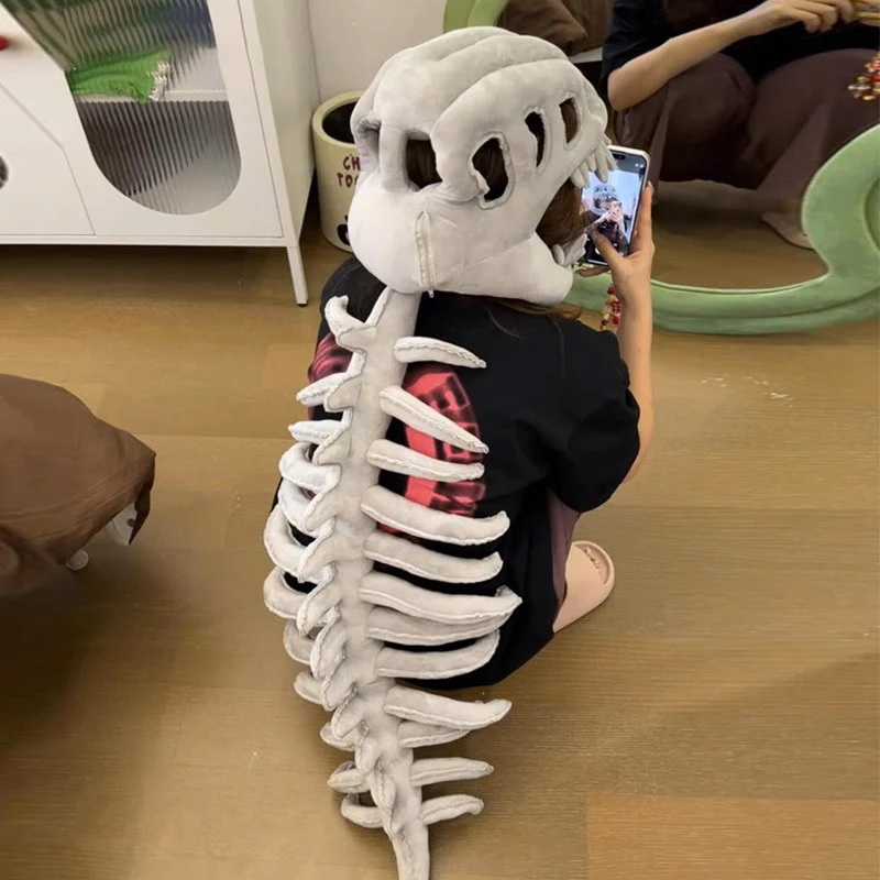 

Simulation Dinosaur Skeleton Plush Toys Costumes Horror Skeleton Dinosaur Cosplay Costume Stuffed Plush Halloween Funny Toys Gif
