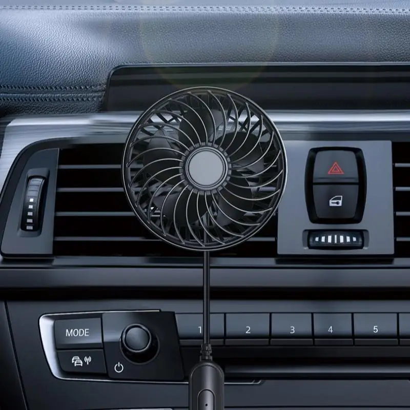 1 Set 360 Degree Adjustable Air Outlet Car Fan 3 Speed 5V 1A Car USB Cooling Fan 5-Blade Low Noise For Car Truck SUV Sedan