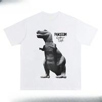 PAWCEE American Retro National Tide Tyrannosaurus Rex Letter Tide Brand T-shirt Female Loose Wild Couple Short-sleeved Shirt