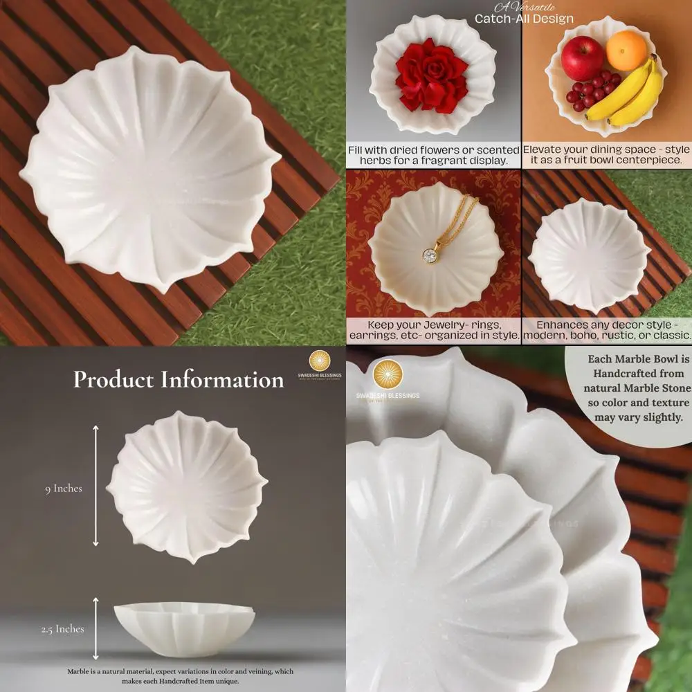 

Мраморная чаша лотоса ручной работы для современного домашнего декора, сервировки фруктов и винтажного блюда с кольцом и декоративным цветочным дизайном