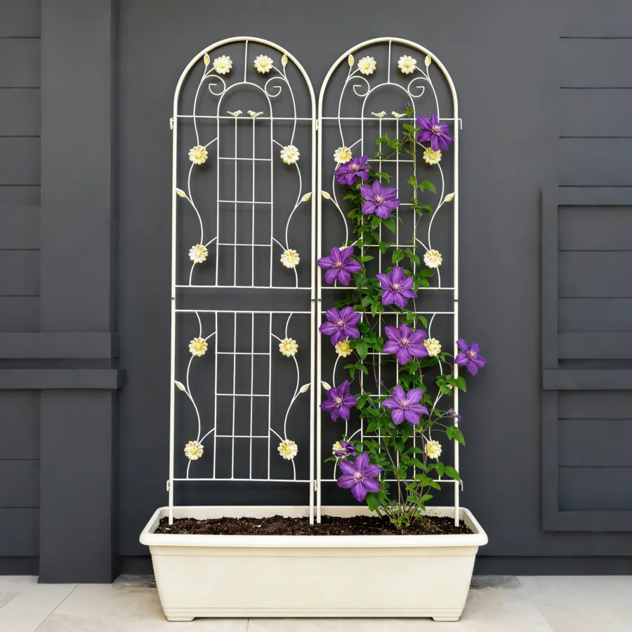 

Outdoor climbing plants support trellis, metal, cream white, rustproof, 71 x 19.7, 2-pack