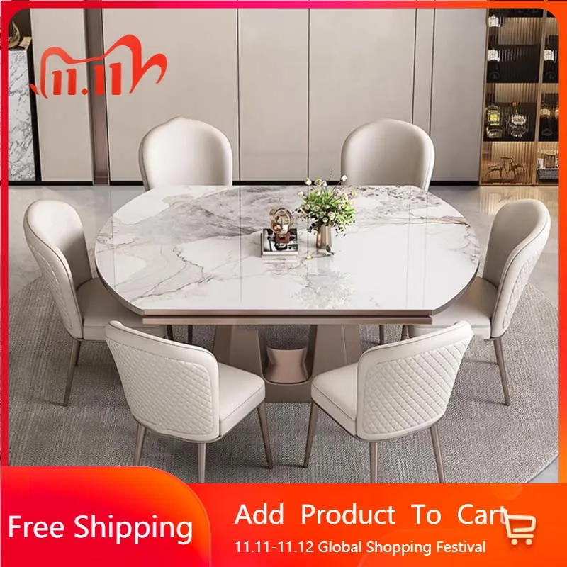 

Restaurant Adjustable Table Round Extendable Long Modern Living Room Dining Table Restaurant Lounge Muebles Unique Furniture