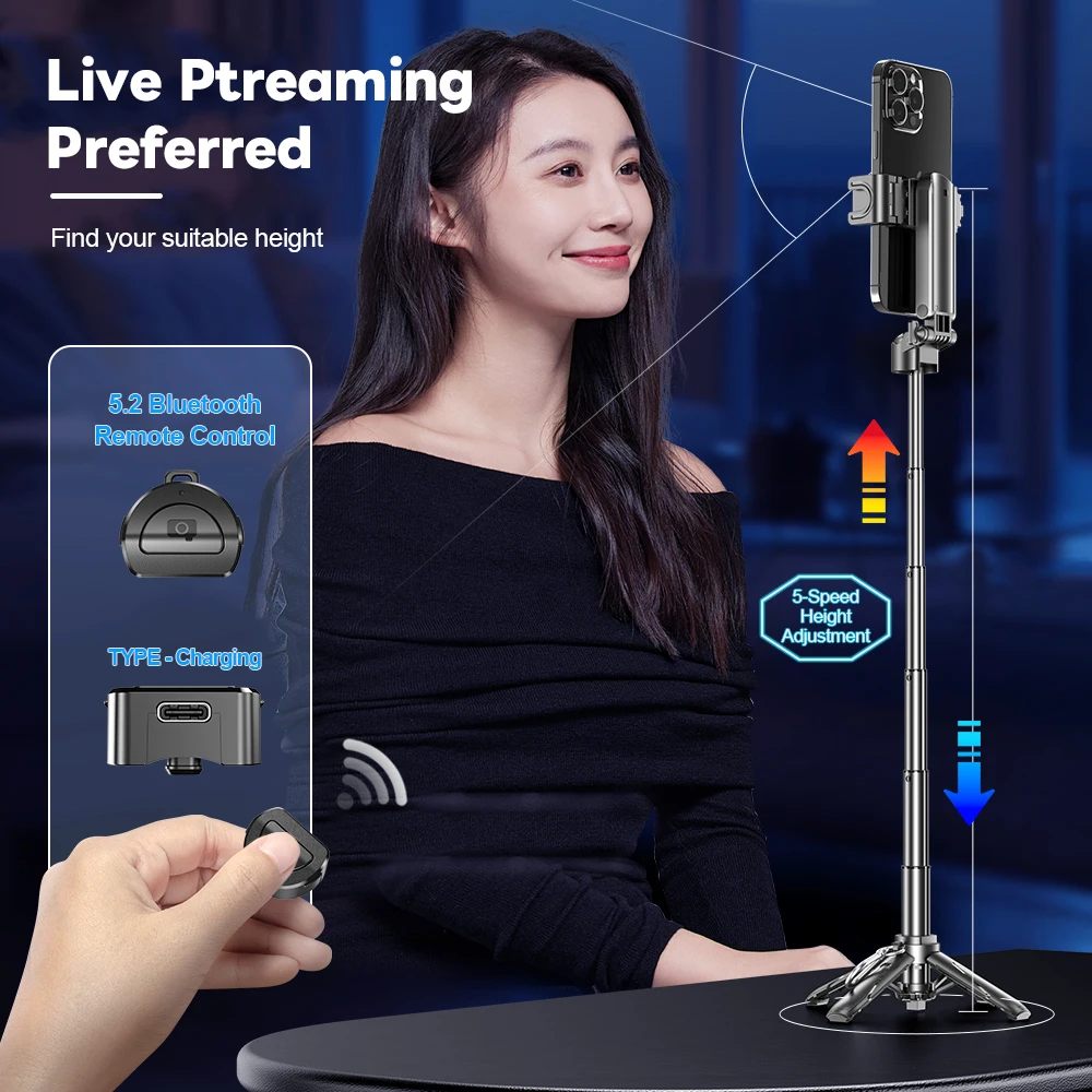 Smart Phone Selfie Stick 3 In 1 Phone Stand Tripod With Detachable Remote Mini Self-timer Stick For Vlog Live Broadcast