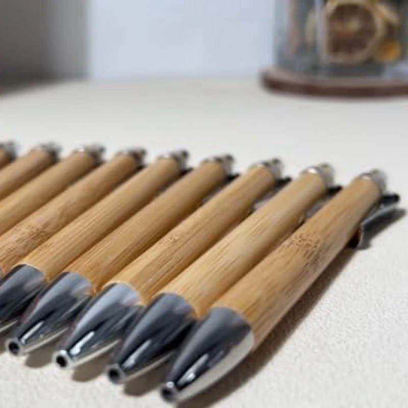 200 Pcs Bamboo Ballpoint Pens Wooden Retractable Ballpoint Pen Bamboo Black Ink 1Mm Pen Wood Sustainable Pens Easy To Use