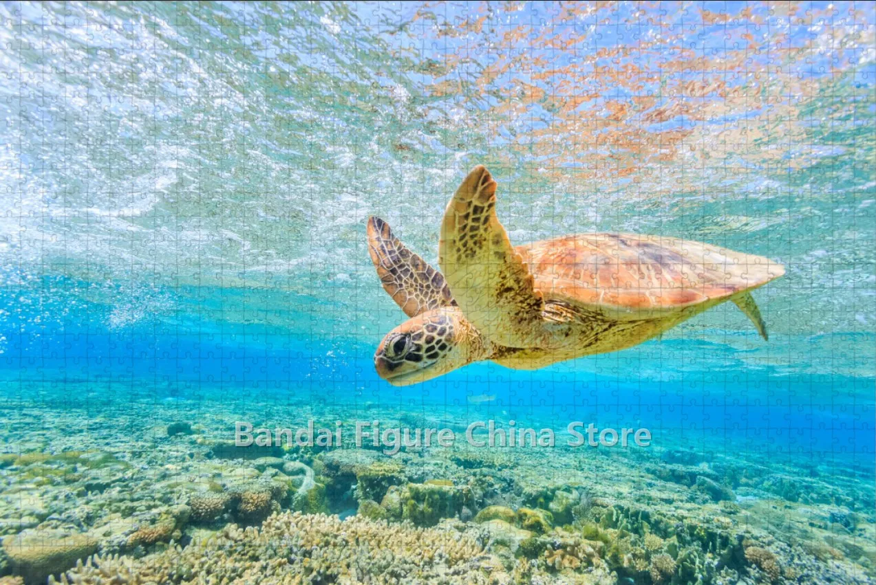 Sea Turtle Animals Diy Assembled Jigsaw Puzzle Underwater World Scenery Print Wooden Puzzle for Adult Educational Toys Gifts