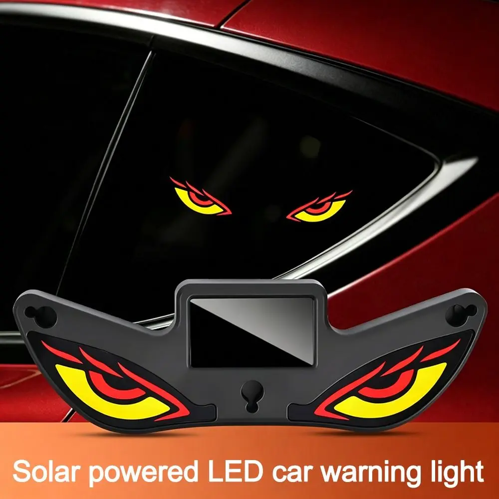Wireless Solar Devil Eyes Car LED Warning Light Suction Cup Dynamic Display Car Warning Light Car Decor Vibration Lights on
