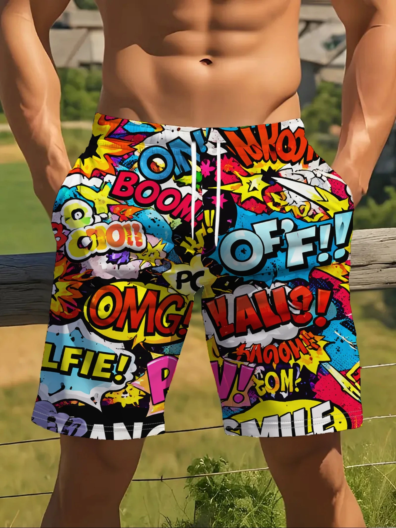 Summer Men's 3D Print Casual Shorts, Trendy Fashion Design Comfortable and Breathable Suitable for Outdoor Sports and Daily Wear