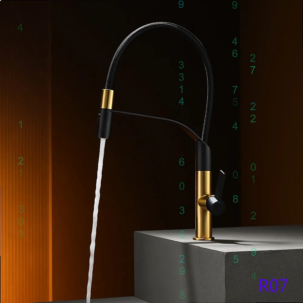 Cross Border Brass Kitchen Pull Out Faucet Cold Hot Dual Mode Spray Sink Mixer Tap